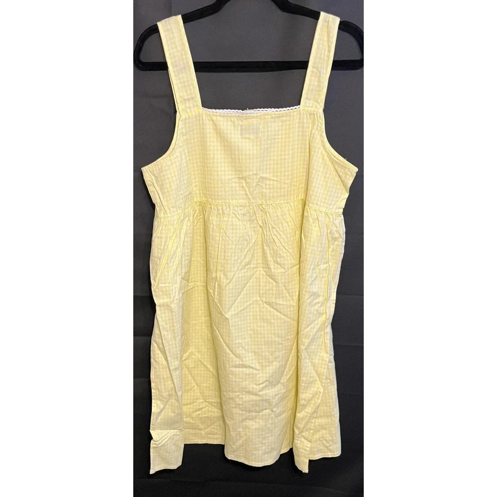 Plume Nightgown Chemise Womens Large Yellow‎ Gingham Cotton Sleeveless Sleepwear